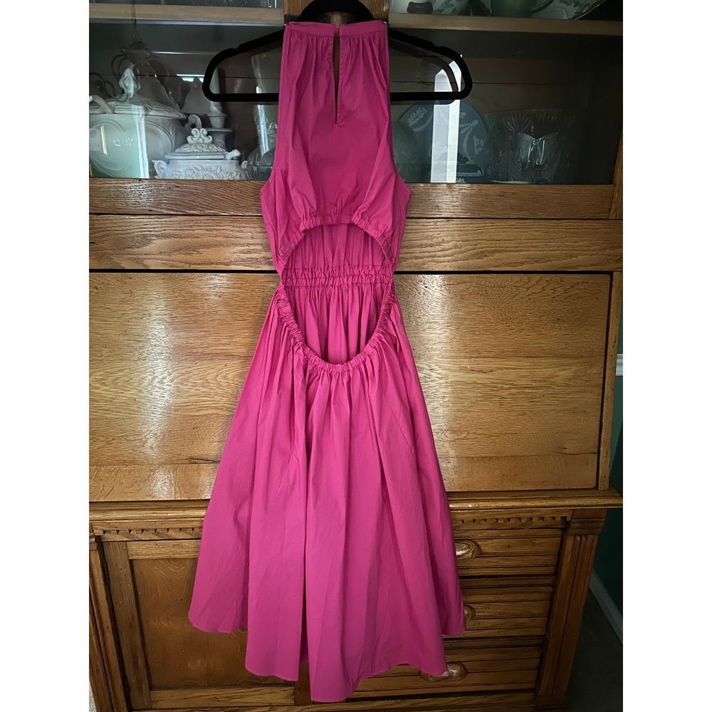 Michael Kors Pink Halter Midi Dress Chain Neck Open Back Cut Out High Low Small - Picture 2 of 11